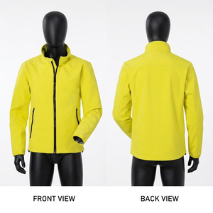 Mens 320 GSM Polyester Spandex Soft Shell Work Jacket Yellow Custom Embroidery Print Logo - Product Image 1