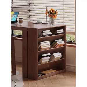 2 Tier Wooden Desktop Bookshelf Organizer <b>Tabletop</b> <b>Storage</b> Rack with Stationery Holder Office Supplies Desk Stand for Study - Product Image 2