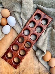 ADC Premium 12-Slot Mahogany Finish <b>Egg</b> Tray Organizer <b>Storage</b> Stand for Kitchen Countertop Fridge - Product Image 1