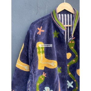 Snake Embroidery Jacket Handmade Suzani Jacket <b>Coat</b> Soft Velvet Short Unisex Jacket Women's Casual Jacket - Product Image 3