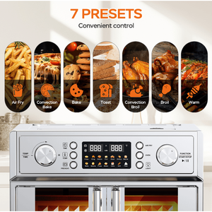Forno Multifunzione a Doppia Porta Francese da 26QT, Grande Capacità, 1700W, Forno per Pizza, Macchina per il Pane, 14 Menu Preimpostati, 7 in 1 - Product Image 4