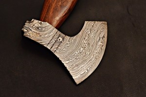 Wholesale Custom Hand Camping Damascus Steel Tactical Viking <b>Axe</b> Hatchet <b>Wooden</b> Handle Custom Sheath 16" Overall Length Outdoor - Product Image 6