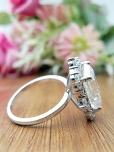 D'VINS JEWELS Trendy <b>Emerald</b> Shape Engagement Wedding <b>Ring</b> Brilliant Cut Filled Color D White <b>Silver</b> Gold Plated Lab Grown for - Product Image 5