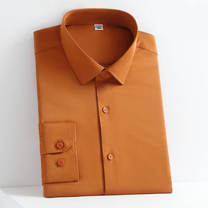 Camisas de Vestir para Hombre Resistentes a las Arrugas, Manga Larga, Cierre de Botones, Camisas Formales de Negocios para Hombre, Color Sólido Teñido - Product Image 2