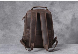 Padded Laptop Leather <b>Backpack</b> <b>Waterproof</b> Anti-Theft Vintage Rucksack Genuine Leather Travel Gear LBP-0458 - Product Image 4