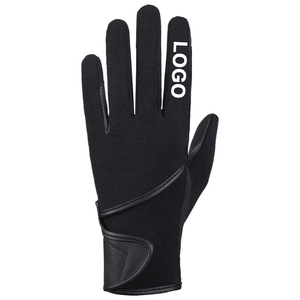 Gants d'équitation noirs à doigts entiers avec impression en silicone antidérapante, fermeture auto-agrippante, unisexe, pour usage extérieur estival - Product Image 3