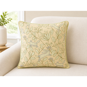 Luxury Floral Embroidered Cotton <b>Cushion</b> <b>Cover</b> with Ruffle Edge | Premium Home Decor Pillow <b>Cover</b> - Product Image 1