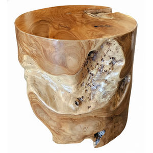 Mesa Auxiliar Redonda Escultural de Raíz de Teca Auténtica Exótica Vintage, Mueble Funcional y Estético, Mesita de Noche, Mesa Esquinera - Product Image 1