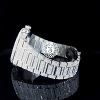 Montre de luxe en acier inoxydable entièrement blanche avec moissanite, mouvement mécanique, la plus vendue, idéale pour les fêtes, mariages et occasions spéciales