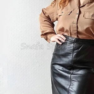 Falda de cuero para mujer al por mayor, falda de cuero con logo personalizado, falda de cuero de talla grande para mujer a bajo precio - Product Image 6