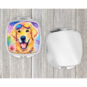 Espejo de maquillaje de viaje compacto Hippie Dawg de Labrador amarillo para mujeres y niñas, regalo de bolsillo decorativo de mano plegable - Product Image 4