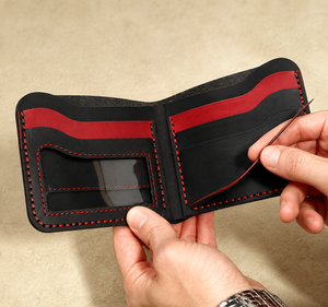 Handmade High Quality RFID Slim Crazy Horse Leather <b>Wallet</b> Men's Bifold Zipper <b>Card</b> <b>Holder</b> Casual Coin Purse - Product Image 1