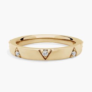 14K Yellow Gold Triangle Lab Grown Diamond Wedding Band <b>Ring</b> - Product Image 1