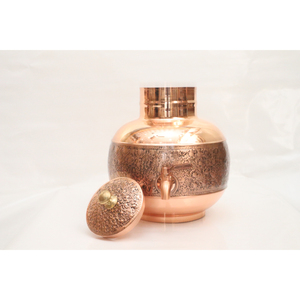 Distributeur d'eau en cuivre pur martelé avec robinet en laiton anti-fuite et réservoir de stockage d'eau pour la maison et le bureau, finition brillante, pot Matka - Product Image 2