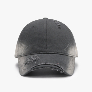 Casquette de baseball unisexe en coton à 6 panneaux, effet vieilli et déchiré, couleur unie, motif léopard, ajustement réglable, style vintage décontracté, toutes saisons - Product Image 3