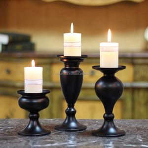 Bougeoir élégant noir mat en métal enduit de poudre fait à la main ensemble maison Halloween Diwali Festivals mariages Ramadans fêtes bas - Product Image 3