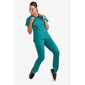 Blouses médicales unisexes de haute qualité à col en V, personnalisables avec logo, service OEM, uniformes d'infirmière confortables pour hôpitaux et établissements médicaux - Product Image 4