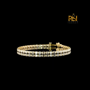Emerald Cut Lab Grown Diamond Tennis Bracelet Modern Eternity Link Bracelet 9K 14K 18K <b>Solid</b> <b>Gold</b> Fine Jewelry - Product Image 6