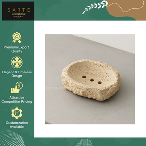 Vente flash - Accessoires de bain modernes et écologiques - Porte-savon en marbre naturel, pierre de travertin brute, fait main, porte-savon de luxe pour salle de bain - Product Image 3