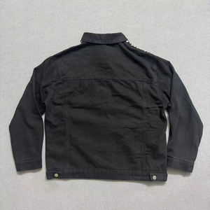 New Style Custom Color Men's Denim <b>Jackets</b> Stand Collar Front Logo High Quality Quick Dry Breathable Denim <b>Rhinestone</b> <b>Jacket</b> - Product Image 2