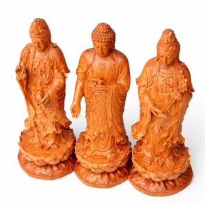 Conjunto de tres estatuas de madera de los Tres Santos - Product Image 3