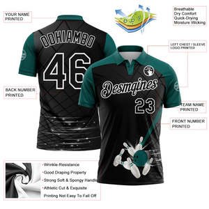 Sublimated <b>Bowling</b> Team Polo Shirt Custom Logo Supplier Quick Dry Polyester Sportswear Private Label Bulk Order Production - Product Image 3