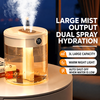 Nouvel humidificateur ultrasonique à double pulvérisation 2L, USB, grande capacité, usage industriel, hôtel, silencieux, chambre, bureau, veilleuse numérique