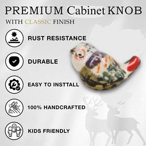 Ceramic Bird Shape Drawer Knob <b>Rustic</b> Design Easy Installation Cabinet Handle for Dresser <b>Wardrobe</b> Kitchen Bedroom - Product Image 2