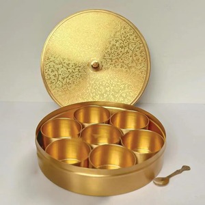 Durable Handcrafted Metal <b>Spice</b> <b>Storage</b> Box Decorative Lid Modern Kitchen Masala Organizer High Quality Container - Product Image 1