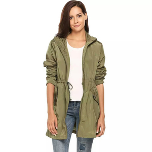 Women <b>Lightweight</b> Longline Rain <b>Jacket</b> Hooded <b>Waterproof</b> Windbreaker Drawstring Waist <b>Packable</b> Outdoor Parka Coat - Product Image 3