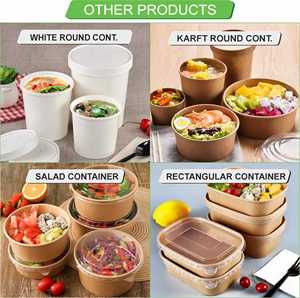 Contenedor Cuadrado de Papel Kraft para Alimentos con Tapa de Plástico Transparente, Caja Desechable para Comida para Llevar - Product Image 6