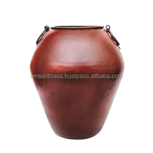 Kim loại planter Antique Shaped planter Home trang trí kim loại planter truyền thống chậu hoa Dark Red hoàn thành