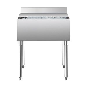 Contenitore per Ghiaccio Sottobarra Commerciale da 78,4 L con Coperchio Scorrevole 30 X 19 X 37 Vasche per Bevande in Acciaio Inox Portabottiglie Regolabili - Product Image 1