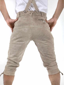 Shorts en cuir pour homme, tenue de fête, Lederhosen traditionnels avec broderie à motifs et bretelles en cuir pour événements culturels - Product Image 3