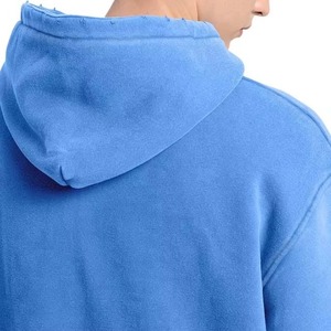 Sudadera con Capucha Azul Unisex, Corte Holgado, Manga Regular, Color Sólido, Algodón French Terry, Ropa Casual de Otoño - Product Image 3