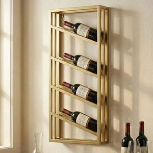 Estante de pared para botellas de metal con acabado dorado, perfecto para bares, comedor y cocina. Diseño premium, ideal como regalo. - Product Image 1