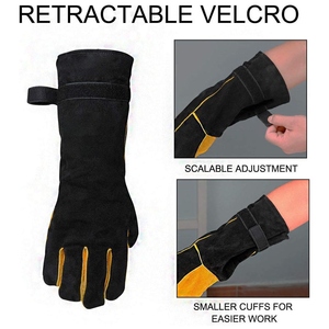 Gants de soudure en cuir de vachette renforcé, résistants à l'abrasion, ignifuges, pour la construction et la lutte contre les incendies - Product Image 5