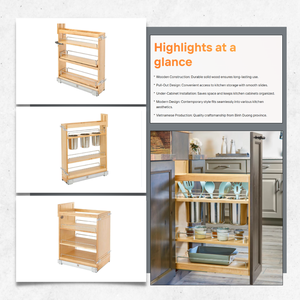 Heavy Duty Soft Close Wood <b>Pull</b> <b>Out</b> Cabinet Organizer Slide Shelf <b>Spice</b> <b>Rack</b> Storage Drawer for Kitchen Cabinets - Product Image 3