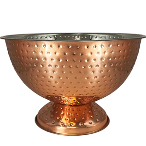 Grand bol à champagne rond martelé en acier inoxydable, refroidisseur de vin moderne et élégant, vaisselle de bar, capacité 6 bouteilles, bac à boissons en promotion - Product Image 3