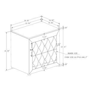 Comodino con piano in finto marmo nero e due cassetti portaoggetti, 1 pezzo, mobile da camera da letto in legno - Product Image 5