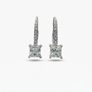 Modernos pendientes de diamante cultivado en laboratorio de 0.6ct VVS1, corte princesa, color EF, VS1, oro rosa de 14K, con cierre de palanca chapado en oro blanco S925. - Product Image 1