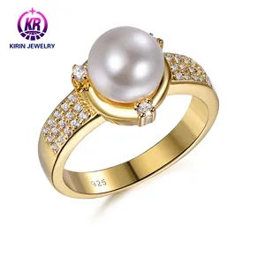 14 Karat & 18 Karat Gold Designer Schmuck überzogen 3A Zirkonia Exquisite Perle eingelegte offene Ringe Modeschmuck Retro Style Ring