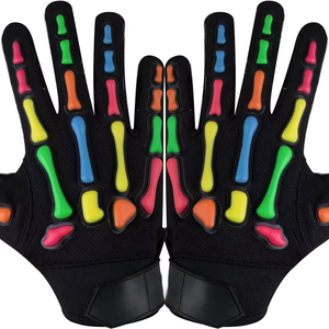 Gants complets noirs et bleus à imprimé squelette, antidérapants, unisexes, pour l'extérieur, toutes saisons, fermeture auto-agrippante, en polyester - Product Image 1