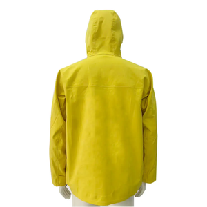 Men's <b>Yellow</b> Hooded Waterproof <b>Jacket</b> PU Coated Zipper Closure Sporty Style Autumn Wear Regular Fit Polyester Material - Product Image 3