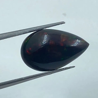 Opale noire éthiopienne 100 % naturelle de qualité supérieure, opale naturelle multi-feu, forme poire, cabochon, opale noire 4,42 carats