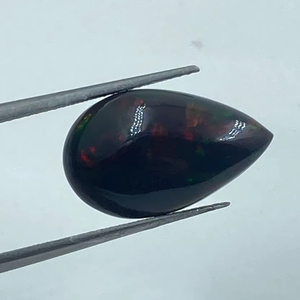Opale noire éthiopienne 100 % naturelle de qualité supérieure, opale naturelle multi-feu, forme poire, cabochon, opale noire 4,42 carats - Product Image 1