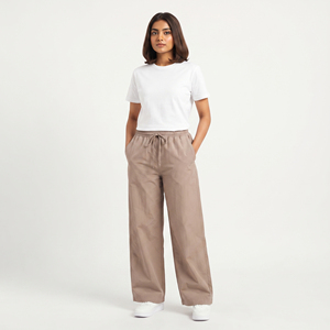 Pantalones anchos de mujer, cintura media, con cordón, casuales, de nailon y poliéster, largos, holgados, estilo urbano, pantalones de verano para damas - Product Image 6