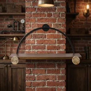 <b>Wall</b> Mounted Metal Wood <b>Shelf</b> Decorative <b>Floating</b> Storage Rack Display <b>Shelf</b> for Home Entryway - Product Image 3