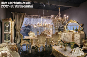 Ensemble de table à manger au design rococo pour la maison Ensemble de meubles de salle à manger sculptés à la main en bois de teck massif Table à manger et chaises - Product Image 4