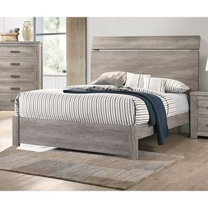 Moderno Letto Matrimoniale King Size in Legno Grigio, Struttura Semplice Laminata in Carta, Arredamento Camera da Letto - Product Image 1
